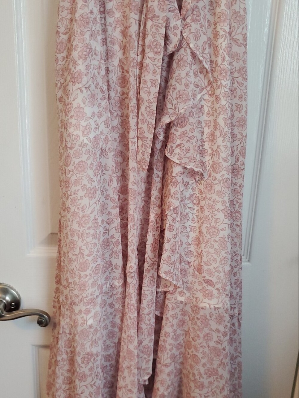 Gal Meets Glam Blush Floral Ruffle Wrap High-Low Dress - Picture 5 of 7